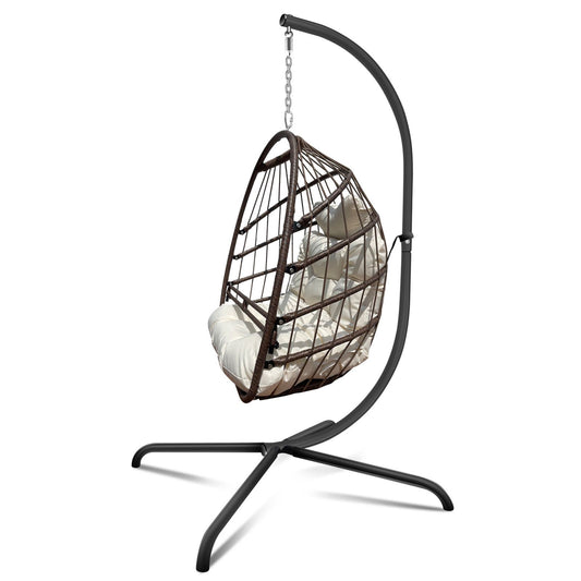 Anti-Rust Egg Hammock Chair With Guardrail Cup Holder