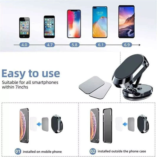 Stainless Steel Rotatable Magnetic Car Phone Holder Mount