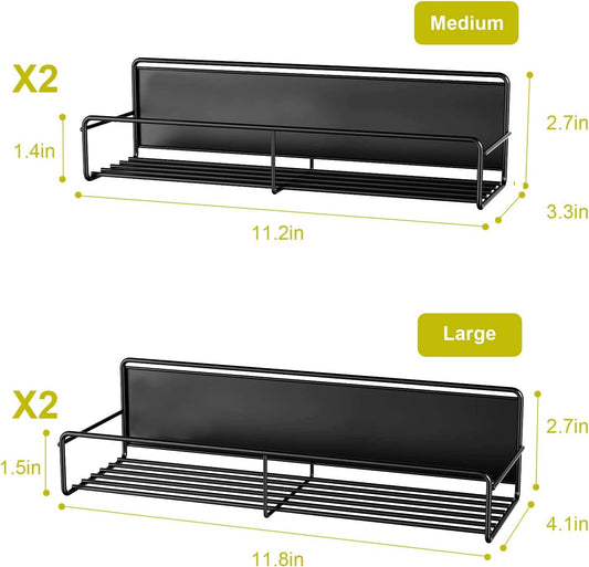 4Pcs Magnetic Spice & Necessities Shelf Rack Set