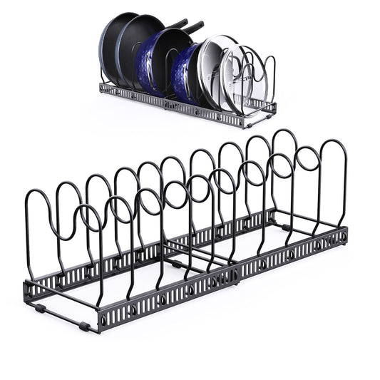 Adjustable Pots & Pans Lids Organizer Rack Dividers